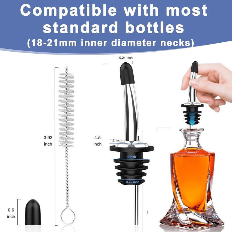 SINLUCESCE 96-Pack Stainless Steel Pour Spouts for Liquor Bottles Oil Vinegar and Wine,Liquor Bottle Pourers with Rubber Dust Caps,Bar accessories,Pourers for Bartending - Image 5